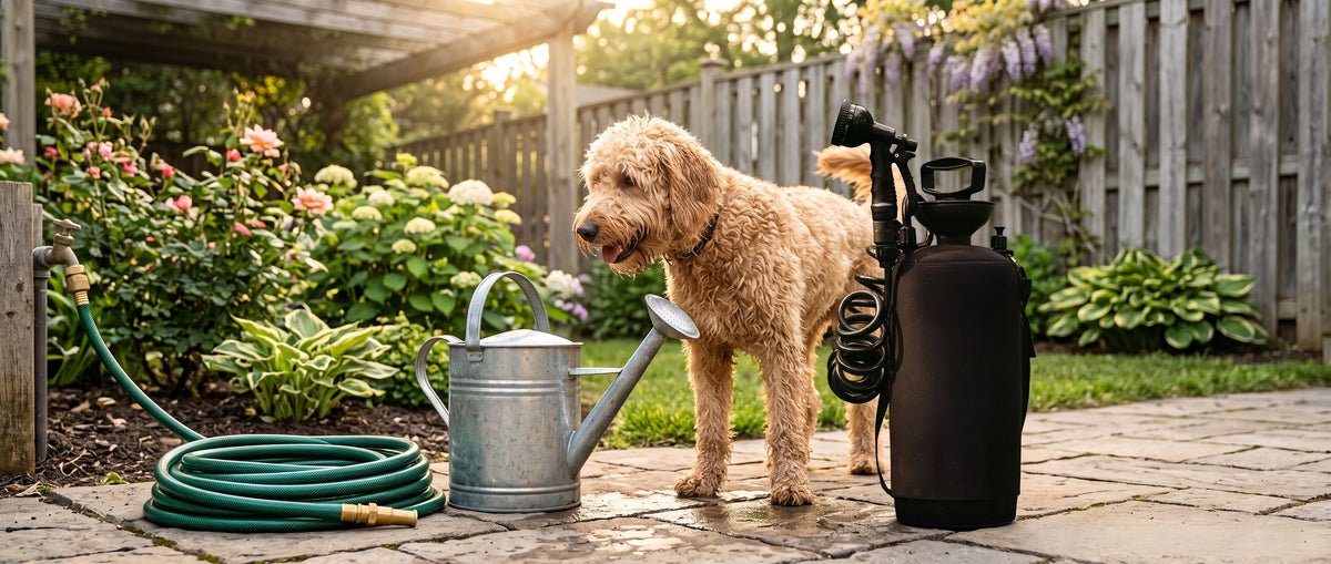Portable Dog Shower vs Hose vs Watering Can